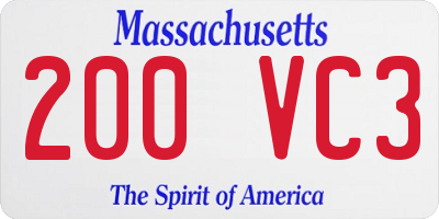 MA license plate 200VC3