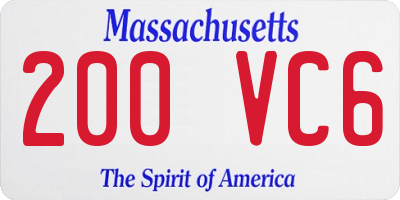 MA license plate 200VC6