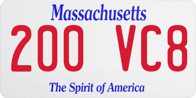MA license plate 200VC8