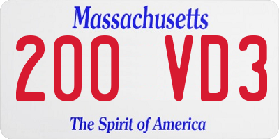 MA license plate 200VD3