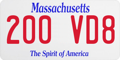 MA license plate 200VD8