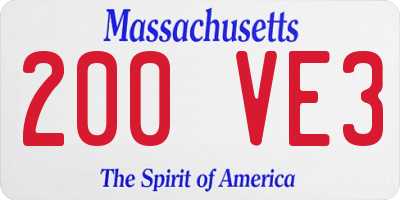 MA license plate 200VE3