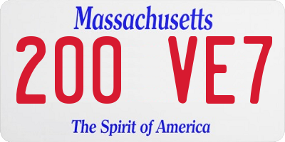 MA license plate 200VE7