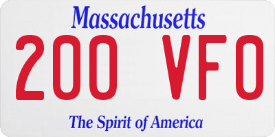 MA license plate 200VF0