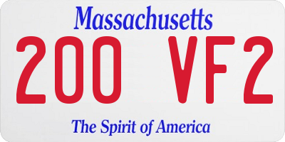 MA license plate 200VF2