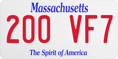 MA license plate 200VF7