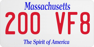 MA license plate 200VF8