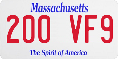 MA license plate 200VF9