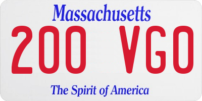 MA license plate 200VG0