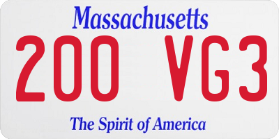 MA license plate 200VG3