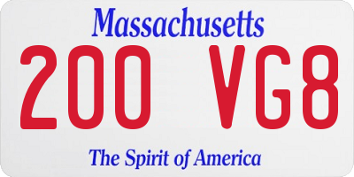 MA license plate 200VG8