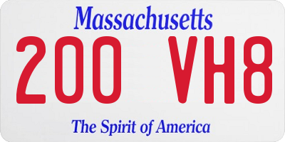 MA license plate 200VH8