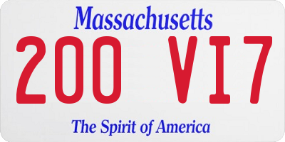 MA license plate 200VI7