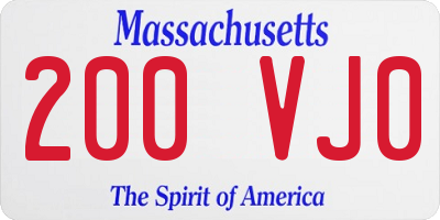 MA license plate 200VJ0
