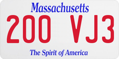 MA license plate 200VJ3