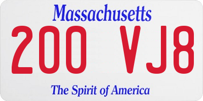 MA license plate 200VJ8
