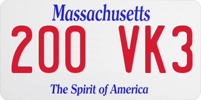 MA license plate 200VK3