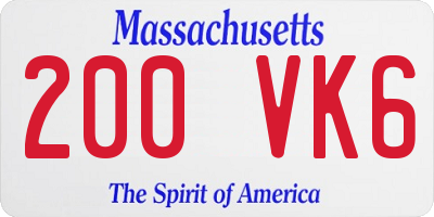 MA license plate 200VK6