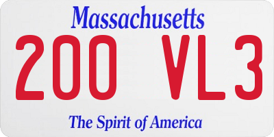MA license plate 200VL3