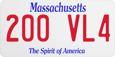 MA license plate 200VL4