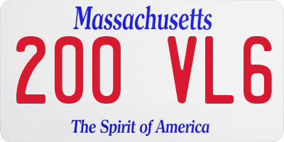 MA license plate 200VL6