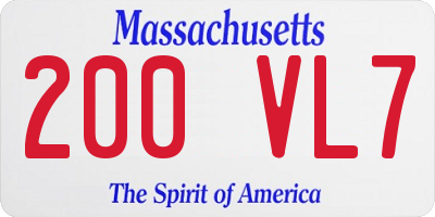 MA license plate 200VL7