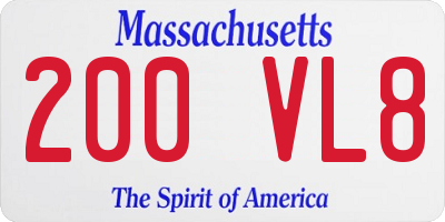 MA license plate 200VL8