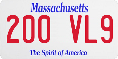 MA license plate 200VL9