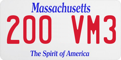 MA license plate 200VM3