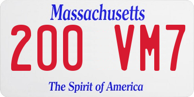 MA license plate 200VM7
