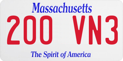 MA license plate 200VN3