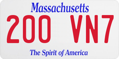 MA license plate 200VN7