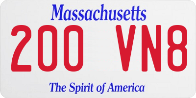MA license plate 200VN8