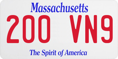 MA license plate 200VN9