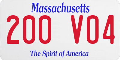 MA license plate 200VO4