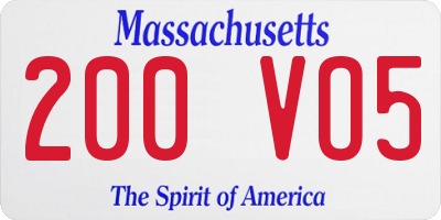 MA license plate 200VO5