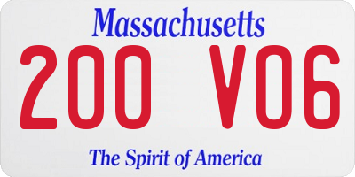 MA license plate 200VO6