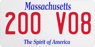 MA license plate 200VO8