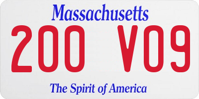 MA license plate 200VO9