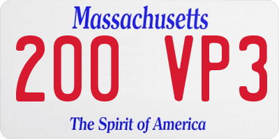 MA license plate 200VP3