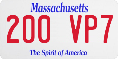 MA license plate 200VP7