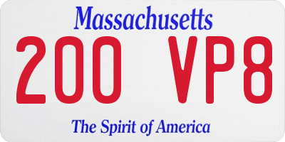 MA license plate 200VP8