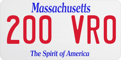 MA license plate 200VR0