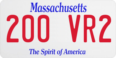 MA license plate 200VR2
