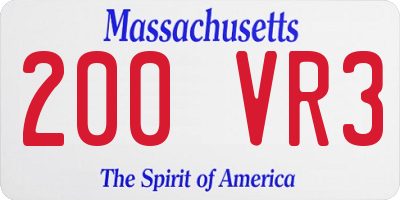 MA license plate 200VR3