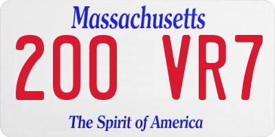 MA license plate 200VR7