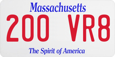 MA license plate 200VR8