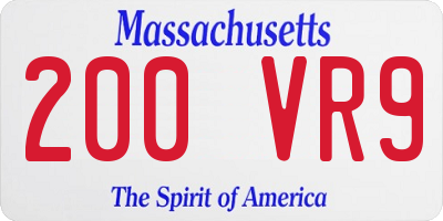 MA license plate 200VR9