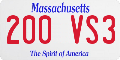 MA license plate 200VS3