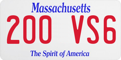 MA license plate 200VS6